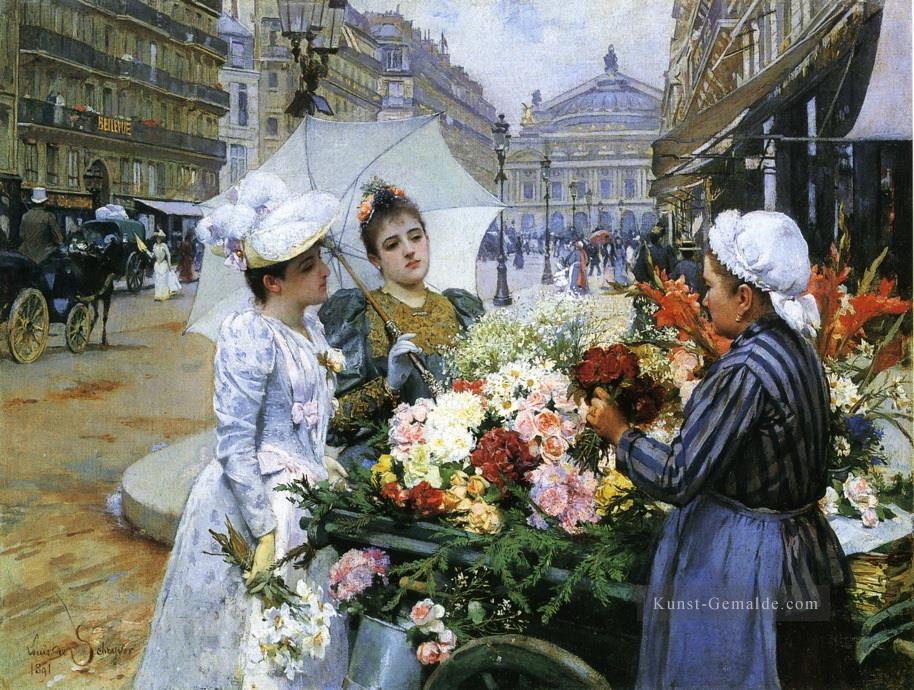 Louis Marie de schryver der Blumenverkäufer Parisienne Ölgemälde